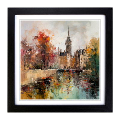 City Of Cambridge Abstract Expressionism No.1 - Single Picture Frame Print on Wood