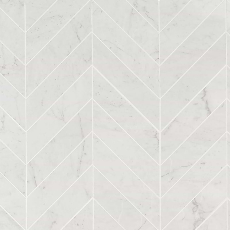 Dreamstone 2X8 Chevron Polished Porcelain Mosaic, Carrara Giola