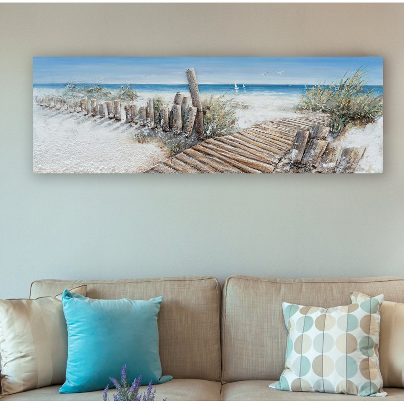 Sur la plage - peinture panoramique sur toile tendue