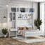 Grand lit escamotable avec bureau et rangement en MDF blanc