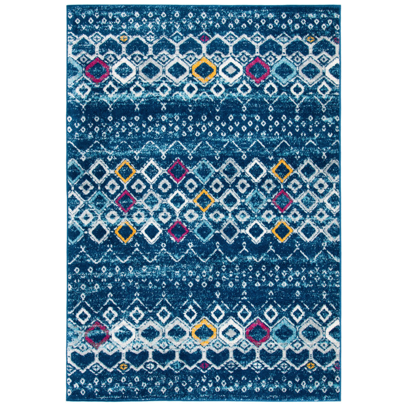 Aird Performance Southwestern Rug, Rectangle 3' x 5', Navy/Turquoise