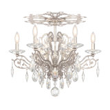 Filigrae 6 Light 23in x 18.5in Semi-Flush Mount in Antique Silver with Clear Heritage Handcut Crystals