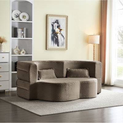 Lit convertible pliant, mousse pleine grandeur - Velours côtelé rembourré avec 2 coussins, café, sans assemblage, pour lit d'invité dans une petite chambre à coucher