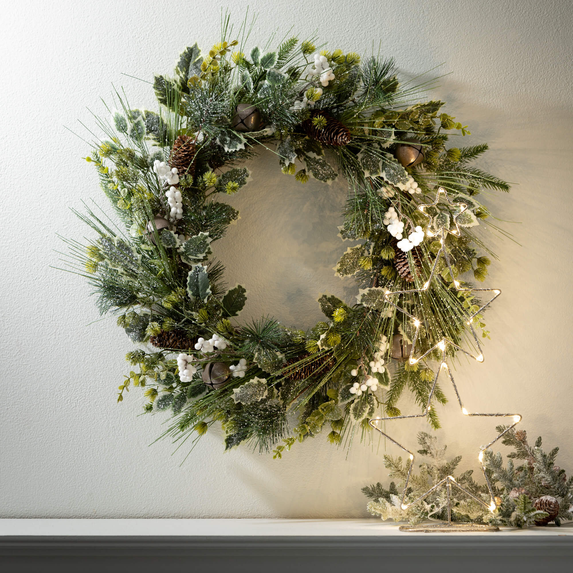 18.75" Christmas Lighted Stacked Gold Stars, Gold
