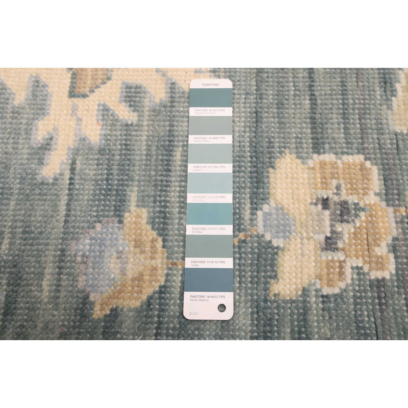 Tapis sarcelle moderne Oushak 9 pi 0 po x 11 pi 10 po