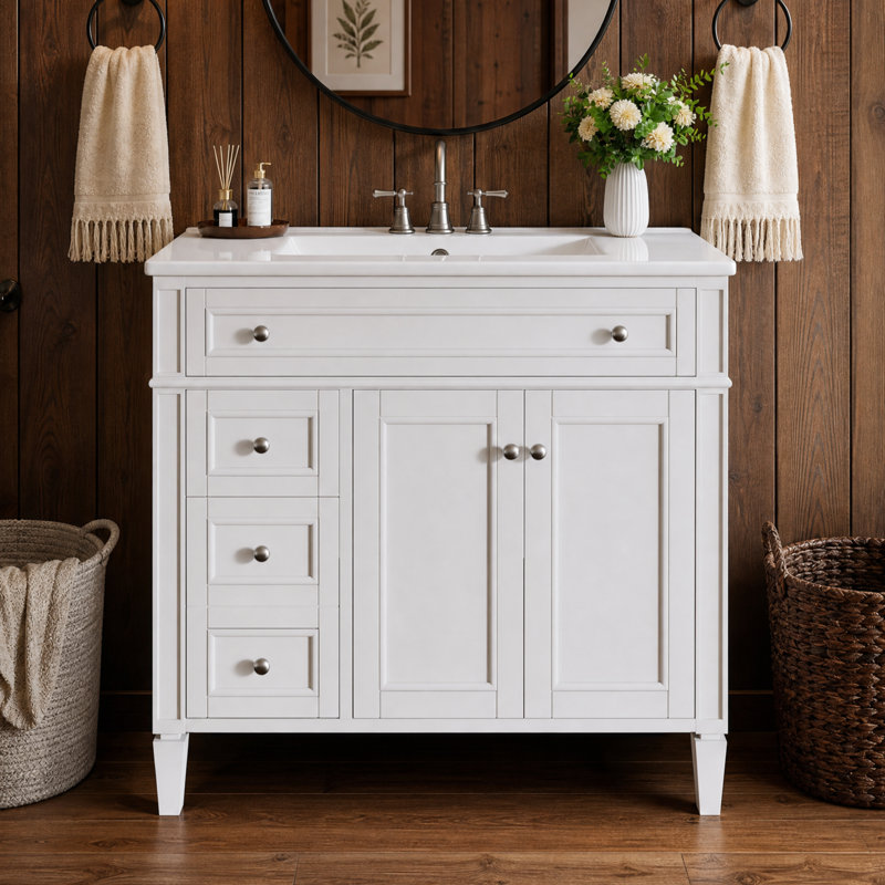 36'' Solid Wood Bathroom Vanity with Ceramic Sink
