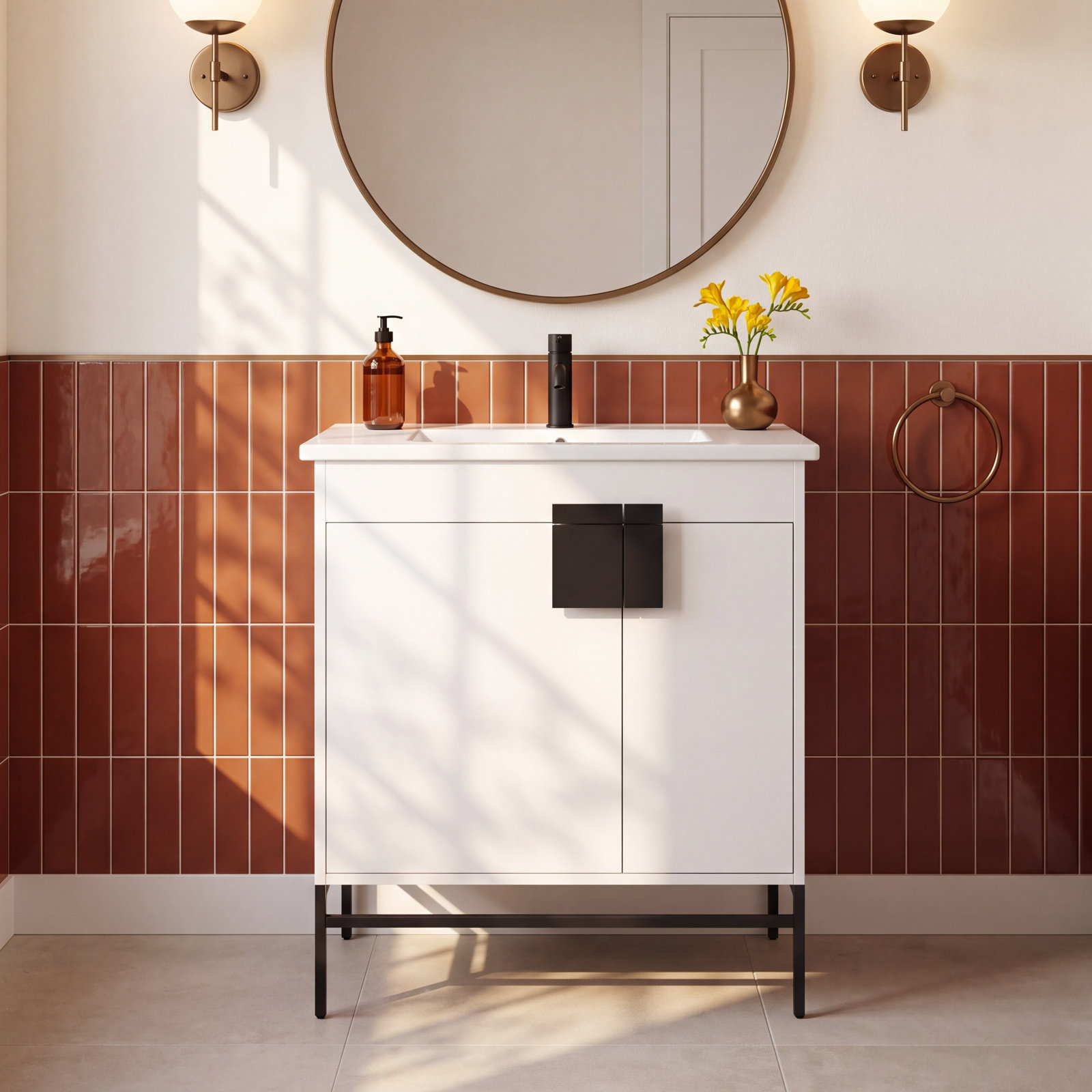Maisie 30 " Single Bathroom Vanity, White, Black Matte