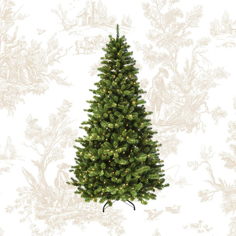 7.5' Green Pre-Lit Artificial Spruce Christmas Tree with Lights