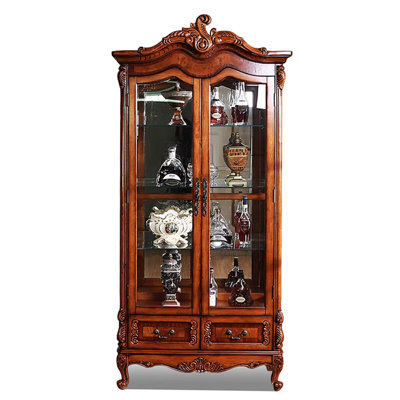 Maroon Solid Wood+Glass Display Cases