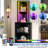 64'' H Corner Shelf Stand With Led Light, Wooden Open Corner Cabinet Display Storage Rack-1585364106