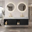 Meuble-lavabo avec comptoir en pierre frittée veinée gris Carrara et 2 lavabos en céramique, armoire de rangement suspendue, couleur noire, démonté-1467543083-1467543085-1467543086