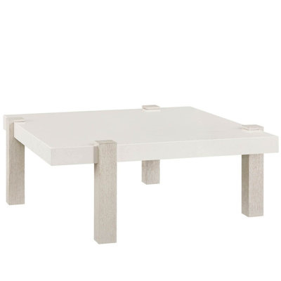 Modern Mist 44" Wide White Quartz Top Light Oak Base Square Cocktail Table