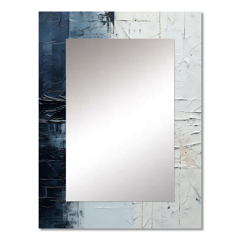 Minimalisme noir et blanc peint coin I - miroir mural bord de mer, miroir décoratif blanc, impression d'art en métal