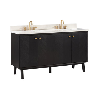 Adele 60'' Free Standing Double Bathroom Vanity with Quartz Top