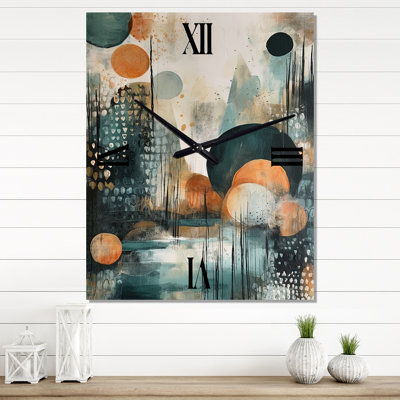 Horloge murale verte et brune Libération artistique III - Boho