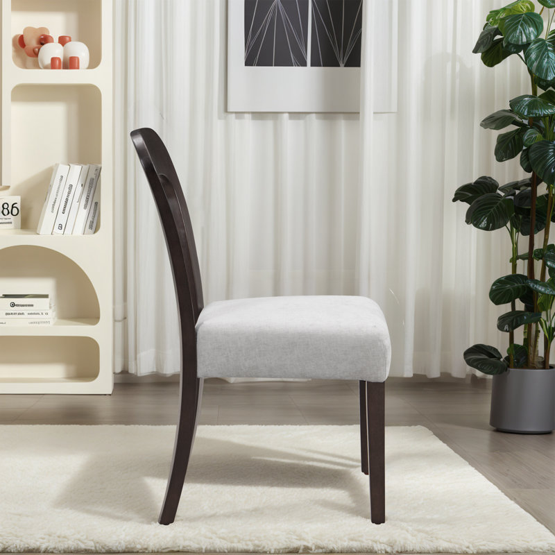 Ensemble de 2 chaises de salle à manger rembourrées, Gris, Marron foncé