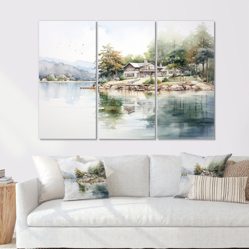 Ensemble d'art mural Lake House, Toile tendue, H 32 po x l 48 po x P 1 po