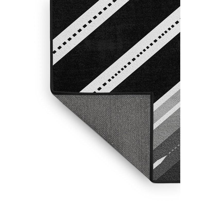Tapis noir à motif géométrique doux et moelleux Endymion, 4 x 6