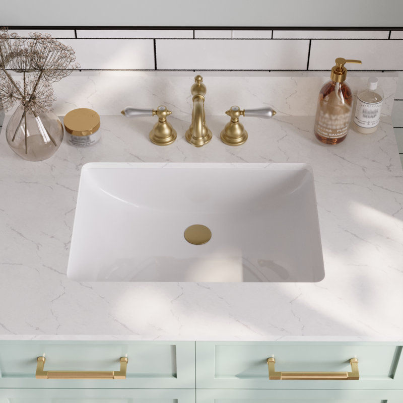 White Ceramic and Engineered Stone Bathroom Vanity Top with Sink