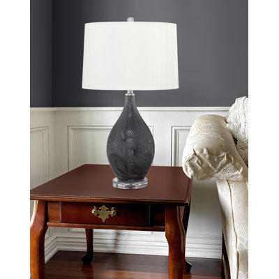 Bolzano 28" Grey Bubbled Glass Table Lamp