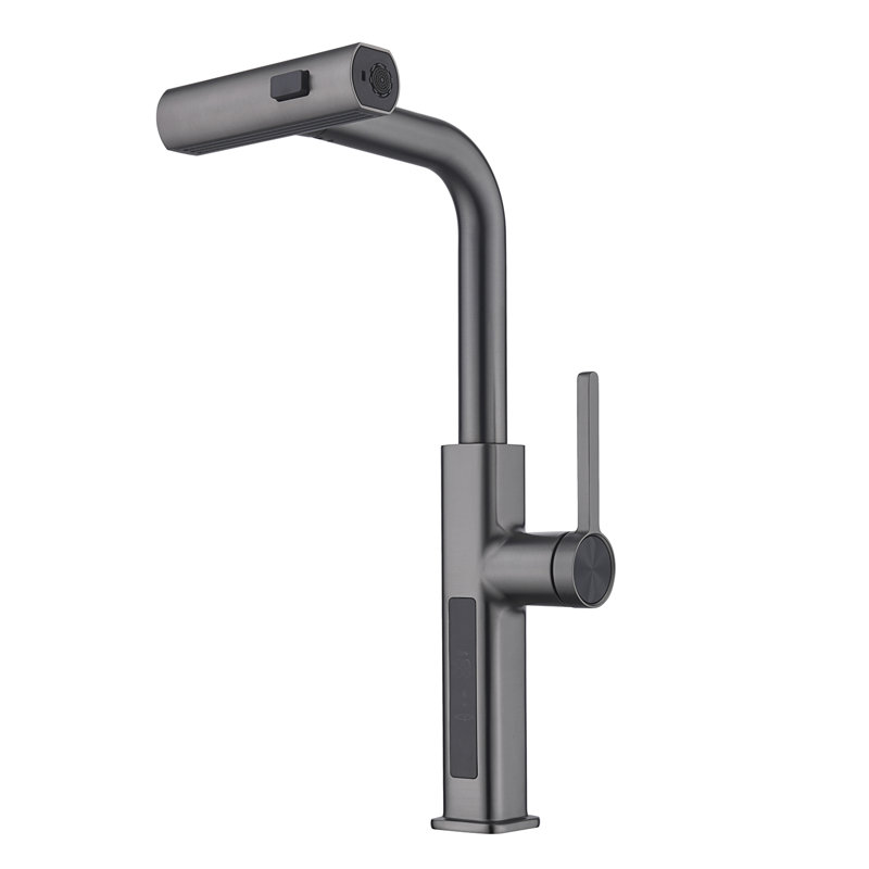 Single Handle Kitchen Faucet with Accessories, Gray