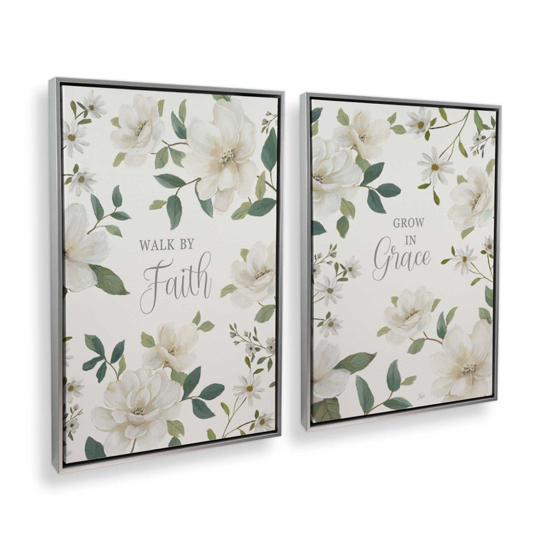 Grace Grows Here, ensemble de 2 impressions, Framed Canvas, 18" x 12", Polished Chrome