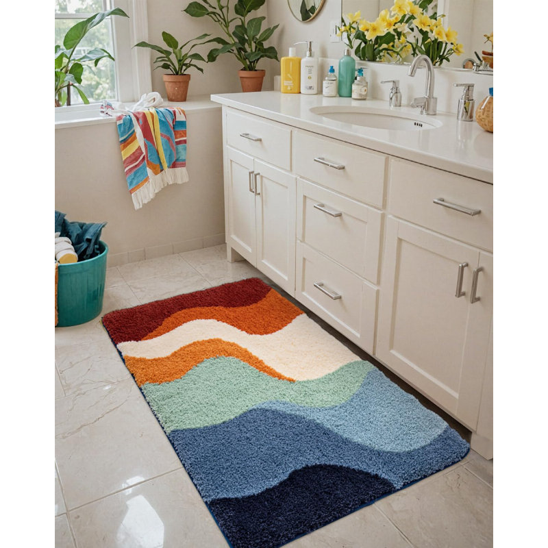 Tapis de bain coloré 36x24, antidérapant et lavable