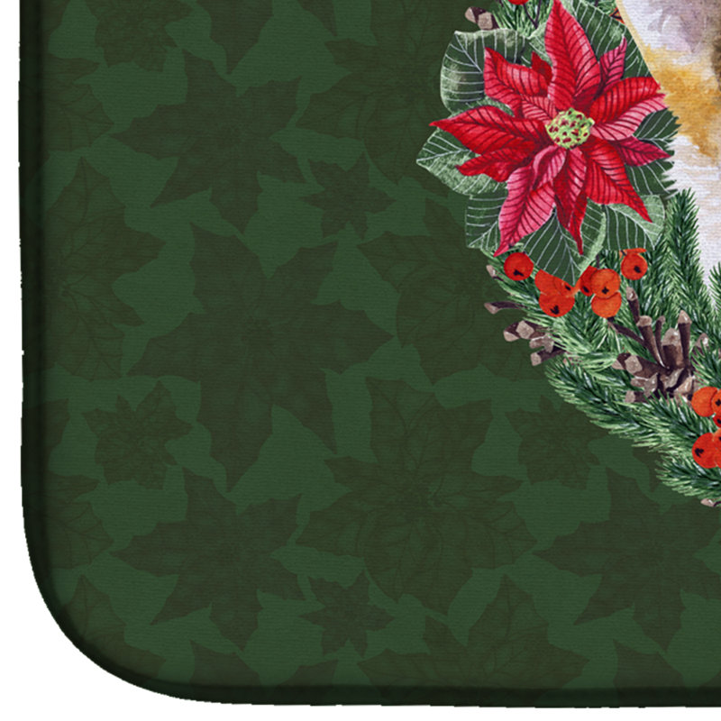 Tapis de séchage en couronne pembroke corgi poinsetta