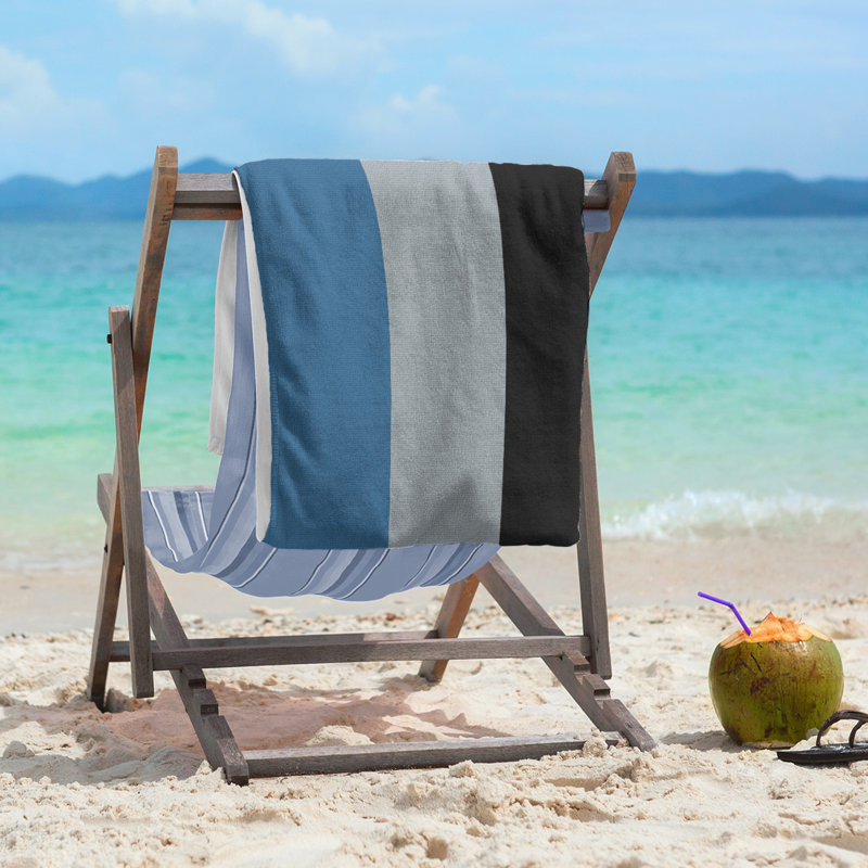 Columbus Lightweight Beach Towel, Microfiber, Blue/Silver/Black