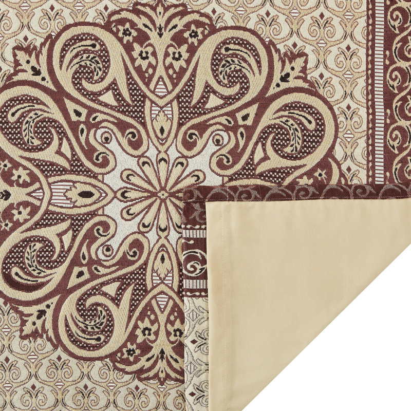 Demri Semi Sheer Curtain Pair, Red Gold