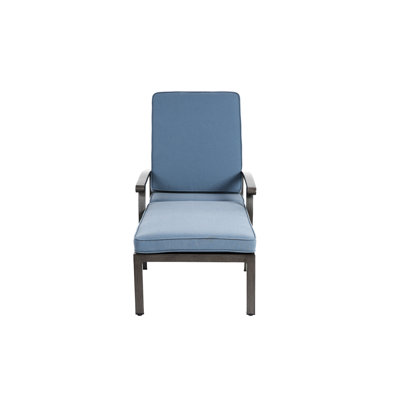 Adjustable Aluminium Cast Lounge Chair In Blue With Rolling Wheels And Cross - Weave Decoration, Package Measures 41.73X24.41X12.99 In, 40.79 Lb , Wheels, Aspect, Dimensions Weight