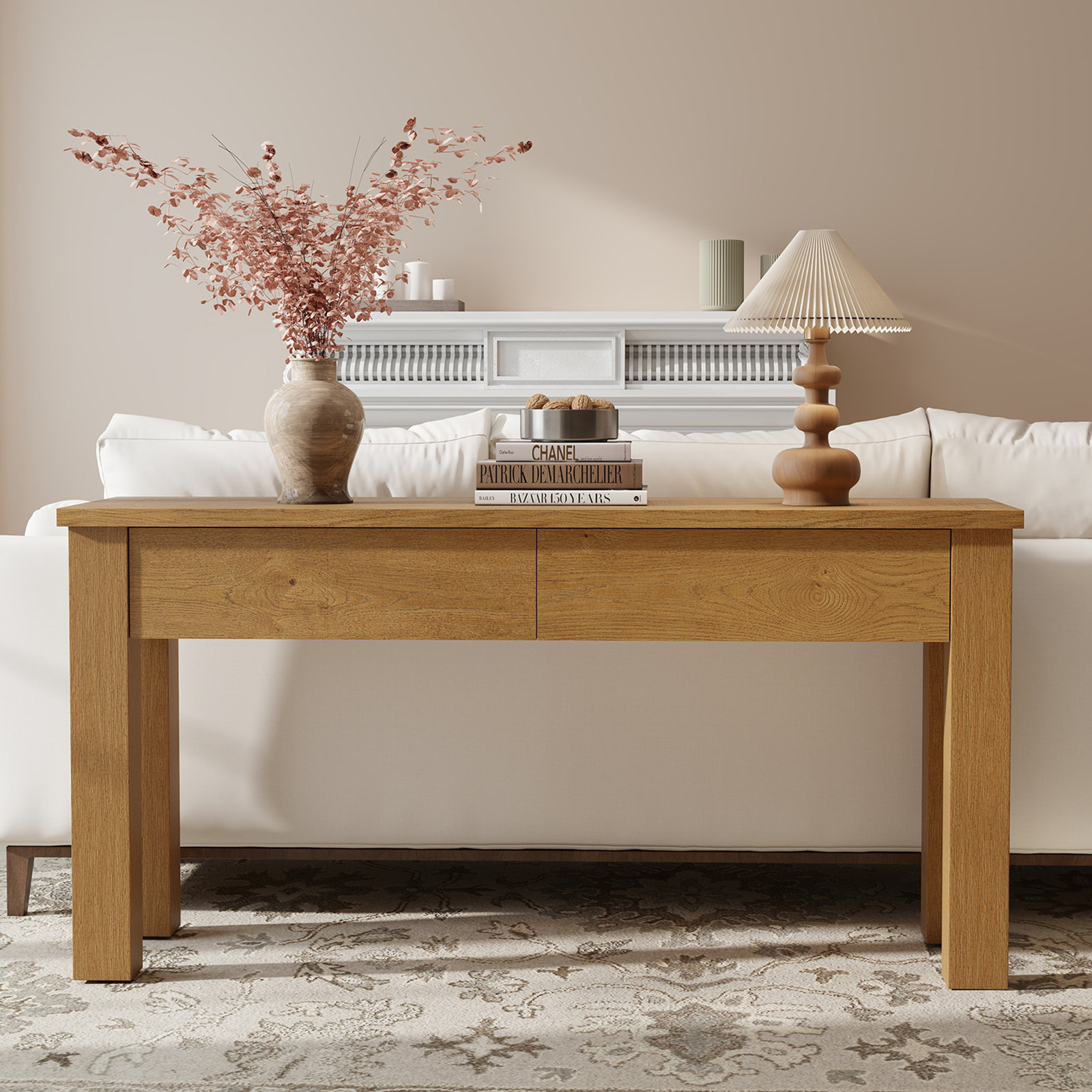 Dutton 60" Console Table, Mid Tone Oak