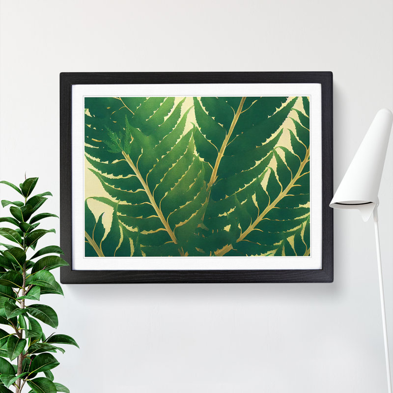 Evolving Fern Leaf - Framed Print, Black, 46cm H x 64cm W x 2cm D