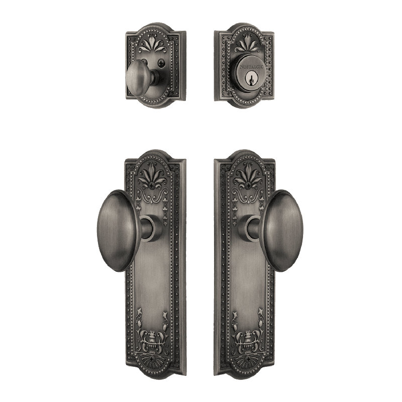 Nostalgic Warehouse Meadows Entry Set with Homestead Knob, Antique Pewter, 2.75