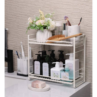 White 2-Tier Metal Bath Counter Organizer