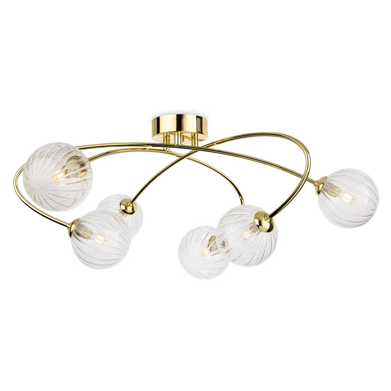 Glass Flush Mount, Brass, 6