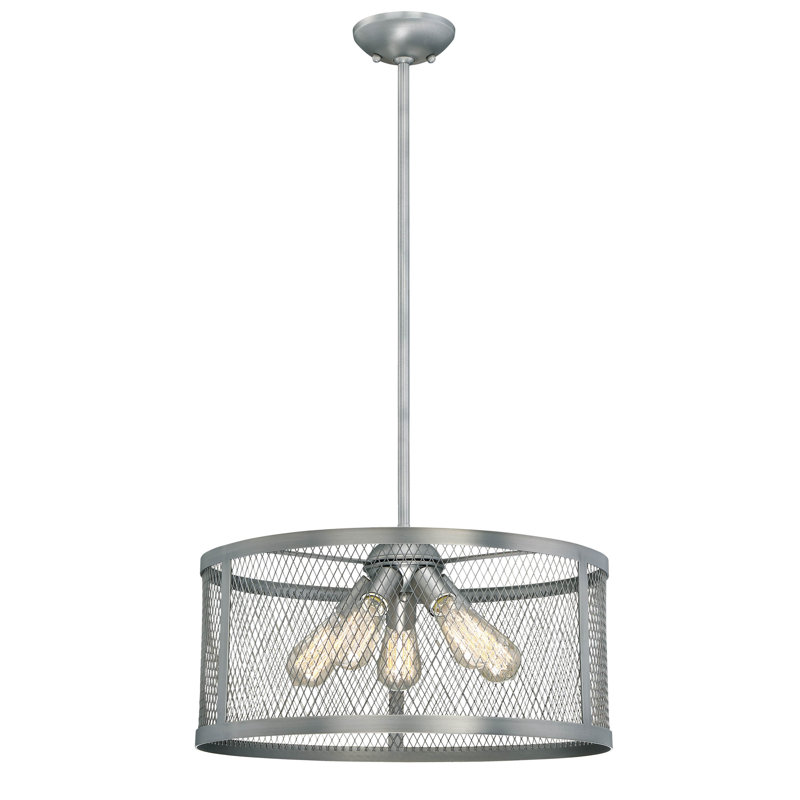 Akron 5 - Light Dimmable Drum Chandelier, Brushed Pewter