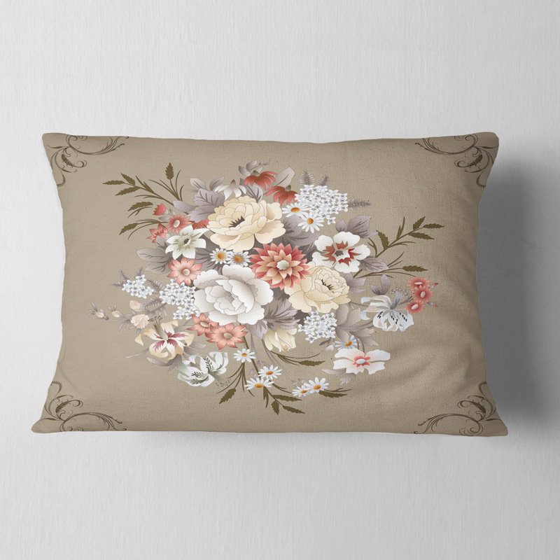 Motif floral blanc et jaune - Coussin décoratif floral