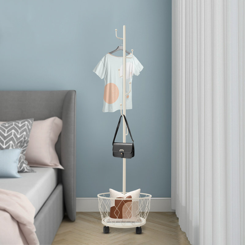 Portemanteau avec panier de rangement, Blanc