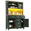 104×40×180cm Farmhouse Sideboard with App-Controlled LED & Built-in Drink Holders, 5-Door Storage Buffet Cabinet in Green / White