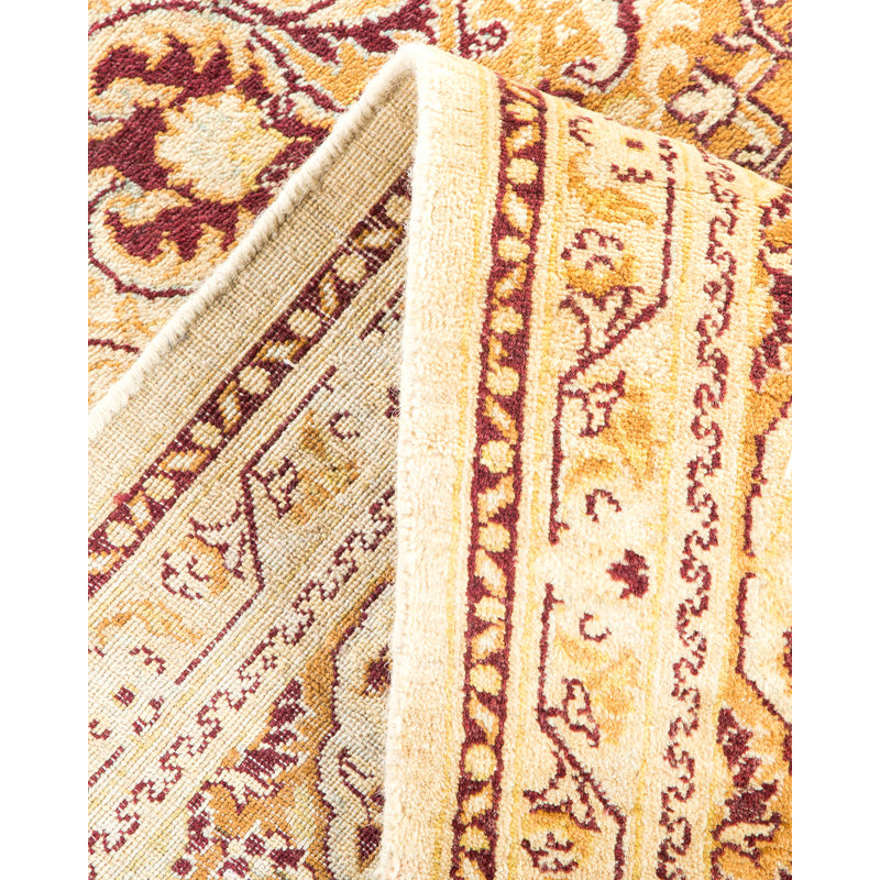 Tapis sable unique noué à la main de conception unique 6 pi 2 po x 9 pi 4 po Keller