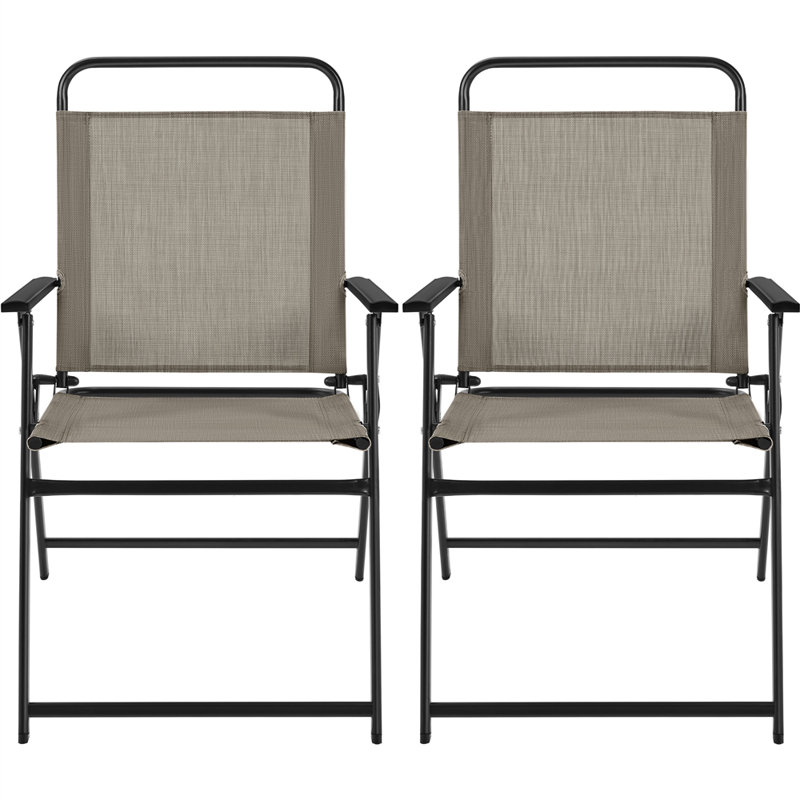 Folding Patio Dining Armchair, Brown, 2
