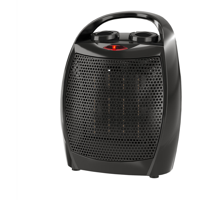 Chaufferette portative électrique - Thermostat 1500W / 750W, chauffage de bureau en céramique 2-en-1 et ventilateur, Noir