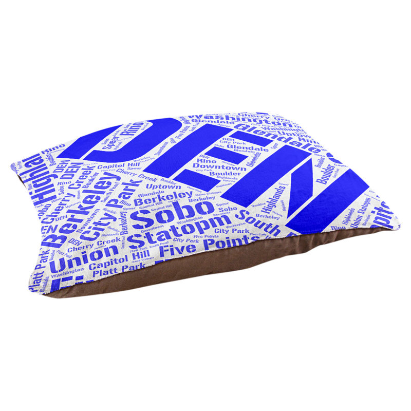 Coussin de chien « districts », Denver, Moyen (H 9,5 po x l 28 po x P 18 po), Bleu