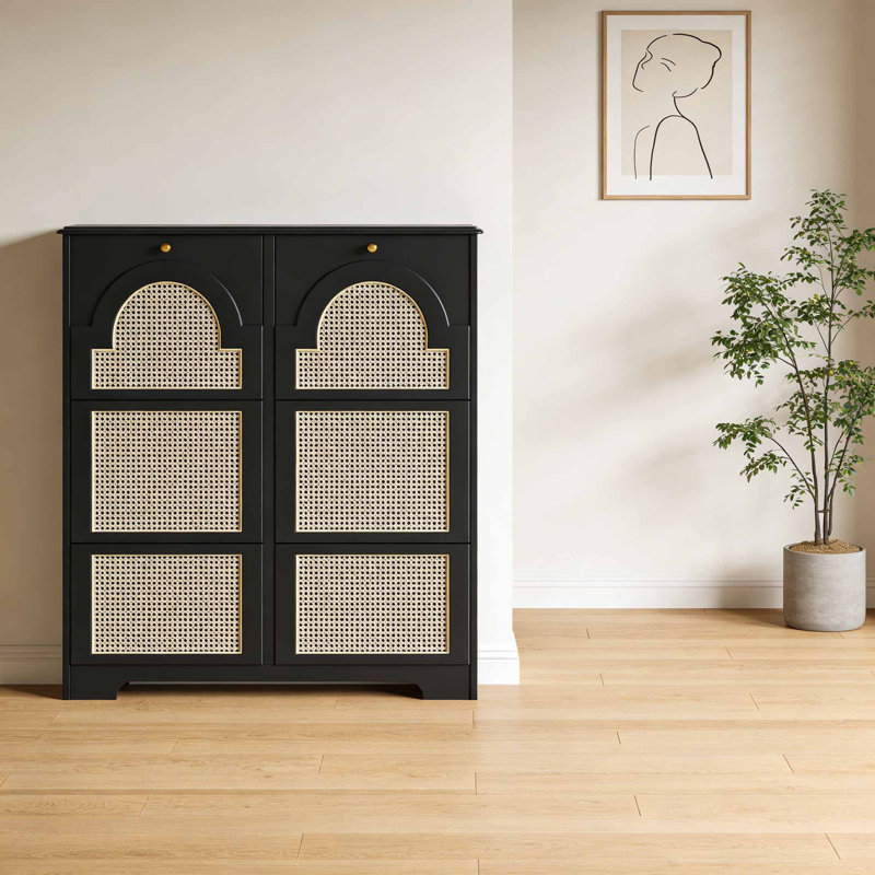 Italian style thin shoe cabinet, 43.43" H x 31.5" W x 7.87" D