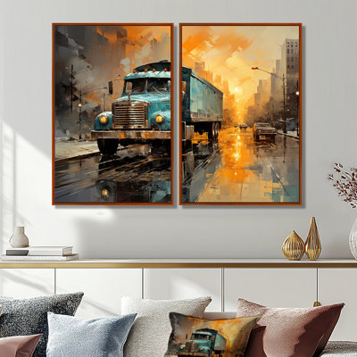 Camion de livraison brun I 1930 - impressions sur toile jaunes