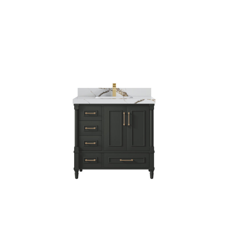 Aberdeen 36'' Single Bathroom Vanity with Top, Calacatta Gold