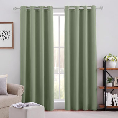 HOMEIDEAS Sage Green Blackout Curtains For Bedroom 52 X 84 Inch Length 2 Panels Set Room Darkening Bedroom Curtains, Soundproof Thermal Grommet Window Curtains For Living Room For Christmas
