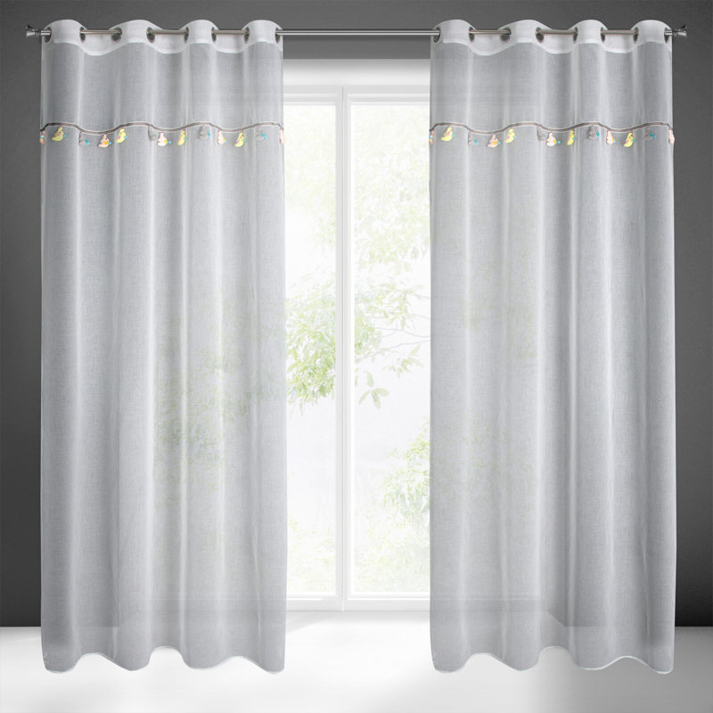 Barbonne Sheer Curtain Single Panel, White