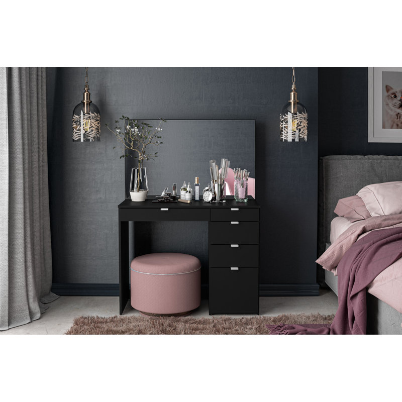 Cottesmore Dressing Table with Mirror, Matte Black